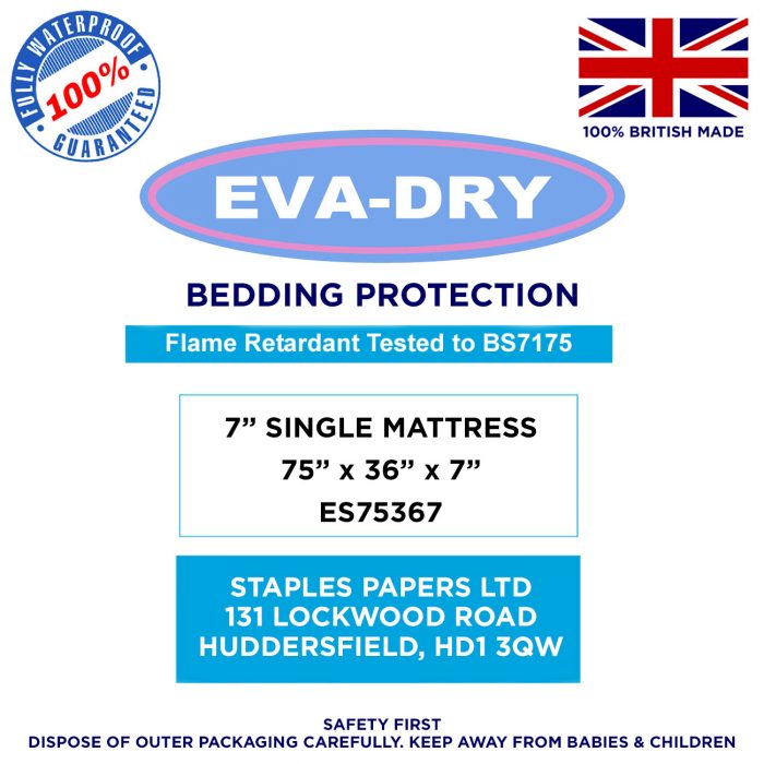 ES75367- EVA-Dry - 7" Single Mattress Cover, Bedding Protection